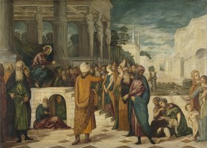 Kristus med den utro kvinde af Jacopo Tintoretto