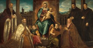 Doge Alvise Mocenigo og familie før Madonnaen og barnet, ca. 1575.