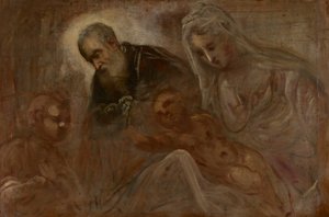 Den hellige familie med den unge Sankt Johannes Døberen af Jacopo Tintoretto