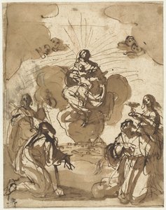 Fire helgener tilbeder Maria