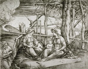Den hellige familie med den hellige Elizabeth af Jacopo de