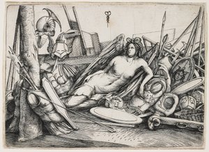 Sejr liggende blandt trofæer af Jacopo de Barbari