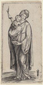 Kvinde og Barn med Distaff. af Jacopo de Barbari