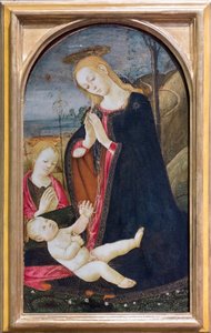 Tilbedelse af Kristus med den unge Johannes Døberen af Jacopo del Sellaio