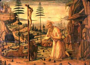 Den hellige Hieronymus under bøn af Jacopo del Sellaio