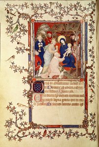 Lat 18014 f.42v The Adoration of the Magi, fra Les Petites Heures de Duc de Berry, c.1385-90 af Jacquemart de Hesdin