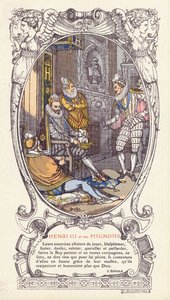 Kong Henrik III af Frankrig og hans favoritter, Mignons (litografi i farver)