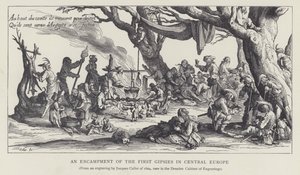 En lejr for de første sigøjnere i Centraleuropa (litho) af Jacques (after) Callot