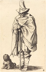 Tigger med hund (ætsning) af Jacques (after) Callot