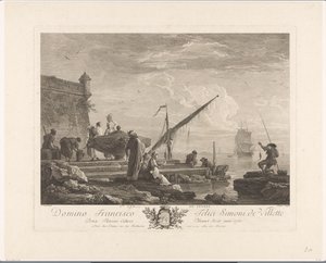 Figurer på en flodbred i Levanten 1ere vue du Levant (titel på objekt) af Jacques Aliamet