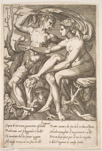 Bacchus og Erigone af Jacques Androuet Ducerceau d.Æ.