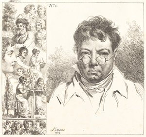 Selvportræt og andre hoveder af Jacques Antoine Marie Lemoine