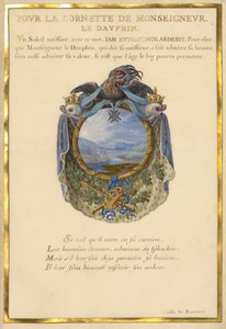 Escutcheon med et landskab af Jacques Bailly