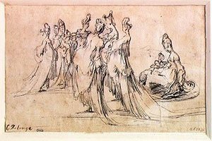 Gruppe af kvinder (pen og blæk på papir) af Jacques Bellange