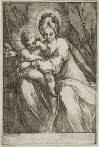 Jomfruen og barnet med en rose af Jacques Bellange