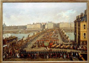 Krydsede den nye bro af den kejserlige kortege til ceremonien af Napoleon I