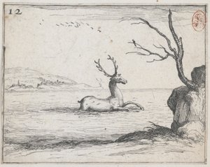 En kronhjort i vandet - nr. 12 fra serien af Jacques Callot