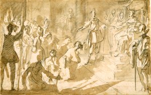 Admiral Inghirami præsenterer tyrkiske fanger for kong Ferdinand I af Toscana, ca. 1615 (pen og blæk med vask over kridt på papir) af Jacques Callot