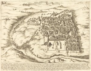 Luftfoto af byen Jerusalem af Jacques Callot
