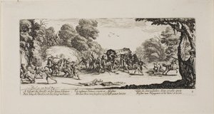 Attack on the Coach, plade otte fra The Miseries of War af Jacques Callot