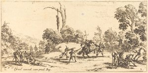 Angriber rejsende på motorvejen af Jacques Callot