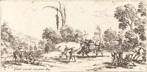 Angriber rejsende på motorvejen af Jacques Callot
