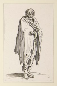 Barhovedet tigger med uskoede fødder, fra The Beggars af Jacques Callot