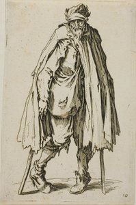 Beggar Leaning on a Stick, tallerken nitten fra The Beggars af Jacques Callot