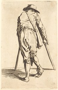 Tigger med krykker og hat, set bagfra af Jacques Callot