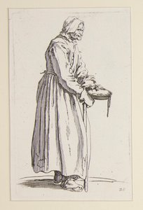 Tiggerkvinde, der bærer en skål, fra The Beggars (La mendiante a la sebille) af Jacques Callot