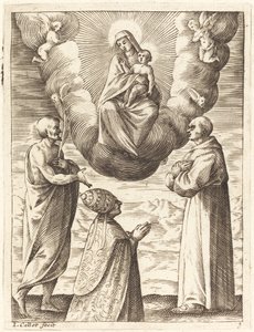 Bonifatius VIII med de hellige Frans og Crispin, der tilbeder jomfruen og barnet af Jacques Callot