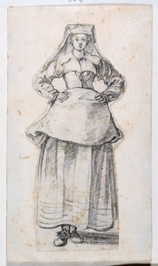 Bourgeoises Dans Differentes Attitudes, fra Prints Album 21, nummer 304 (kridt på papir) af Jacques Callot