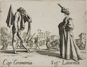Kaptajn Ceremony - Lady Lavinia, plade 3 fra Balli di Sfessania af Jacques Callot
