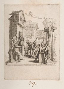 Kristus bragt for Kaife, nr. 7 af 11 fra La Petite Passion af Jacques Callot