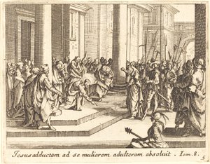 Kristus og kvinden taget i utroskab af Jacques Callot
