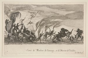 Kæmpe? barrieren, indgangen til Monsieur de Couvonge og Monsieur de Chalabre af Jacques Callot