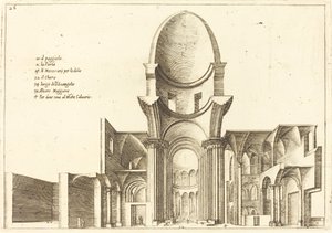 Tværsnit af en kirke af Jacques Callot
