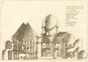 Tværsnit af Den Hellige Gravs Kirke af Jacques Callot