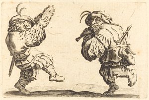 Dansere med fløjte og tamburin, ca. 1622. af Jacques Callot