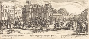 Ødelæggelse af et kloster, ca. 1633. af Jacques Callot