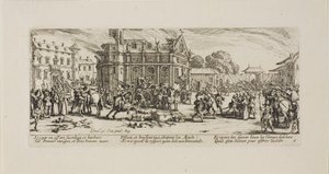 Ødelæggelse af et kloster, plade seks fra The Miseries of War af Jacques Callot