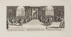 Fordeling af belønninger, plade atten fra The Miseries of War af Jacques Callot