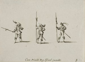 Øvelse med hellebarder, plade tre fra De militære øvelser af Jacques Callot