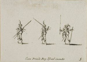 Bor med Tilted Pikes, plade fem fra The Military Exercises af Jacques Callot