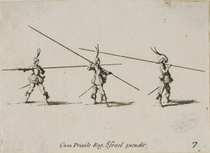 Bor med musket, plade syv fra The Military Exercises af Jacques Callot