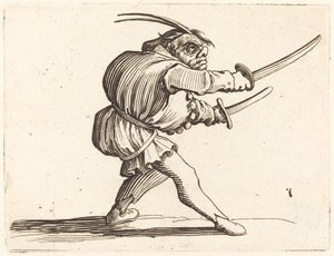 Duellist med to sabler af Jacques Callot