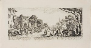 Dying Soldiers by the Roadside, plade seksten fra The Miseries of War af Jacques Callot