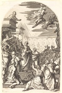 Simon Tryllekunstnerens fald, 16081611. af Jacques Callot