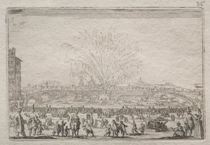 Fyrværkeri på Arno af Jacques Callot