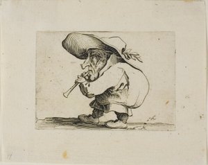 Flageolet Player, fra Varie Figure Gobbi af Jacques Callot